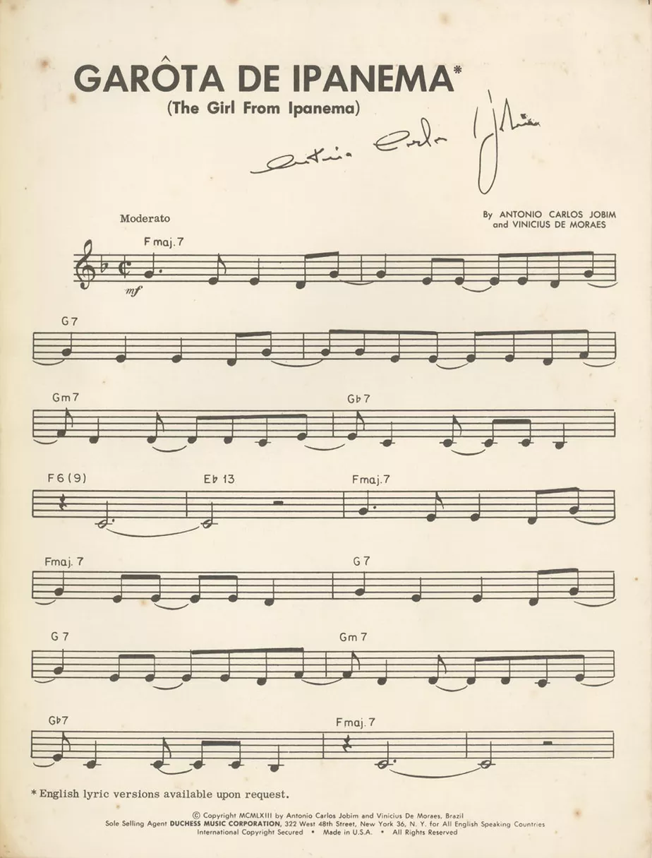Partitura de 'Garota de Ipanema'